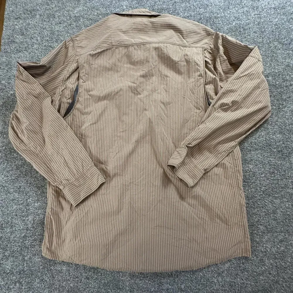 The North Face Mens Striped Nylon Long Sleeve Hiking Shirt Brown Large AJDY